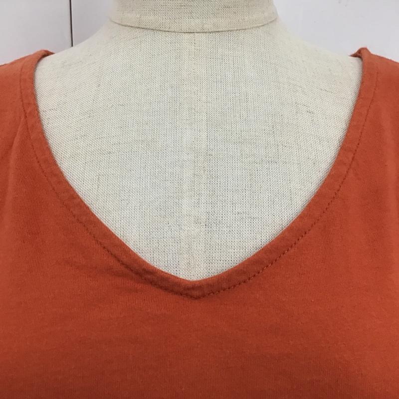 ニコアンド niko and... カットソー 半袖 ST74CC10KO 袖フリルワイドVネックT L 無地 橙 / オレンジ /  レディース USED 古着 中古 10102260