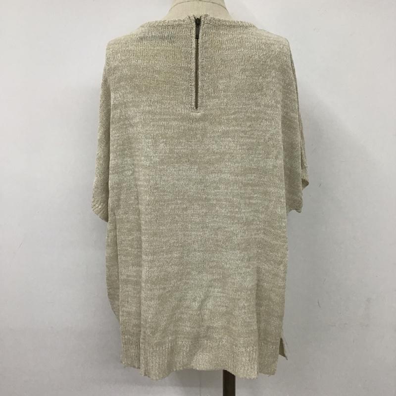 アズールバイマウジー AZUL BY MOUSSY Tシャツ 半袖 2507AB70-0260 Vネック サマーニット バックファスナー M 無地 ベージュ / ベージュ / レディース USED 古着 中古 10102262