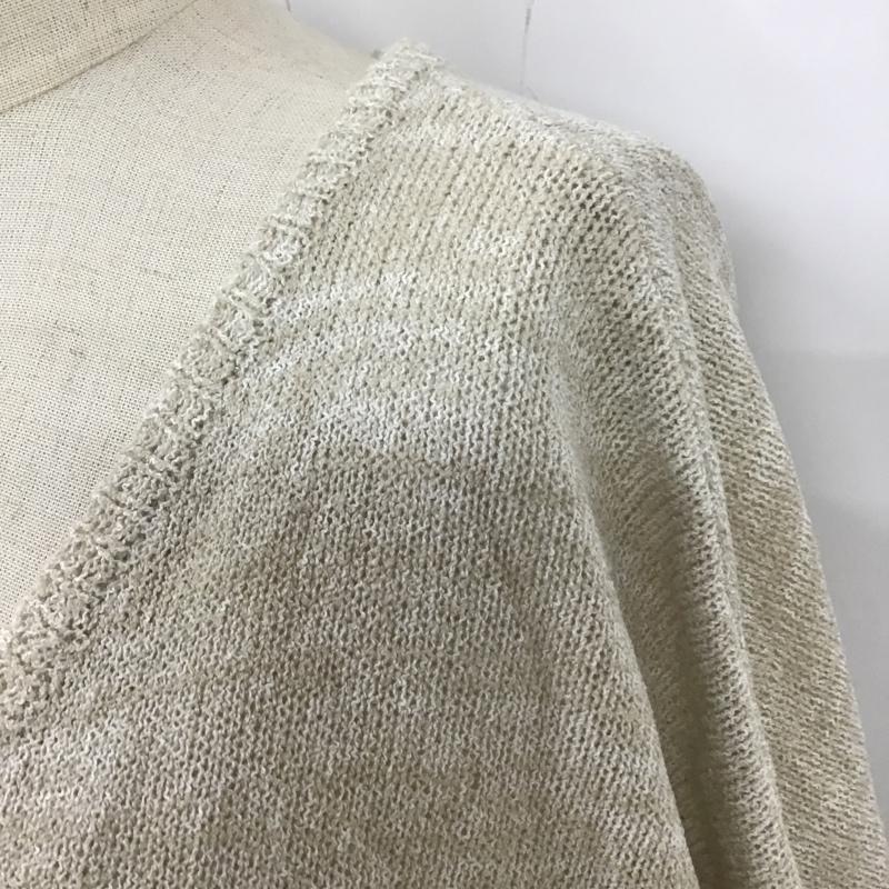 アズールバイマウジー AZUL BY MOUSSY Tシャツ 半袖 2507AB70-0260 Vネック サマーニット バックファスナー M 無地 ベージュ / ベージュ / レディース USED 古着 中古 10102262