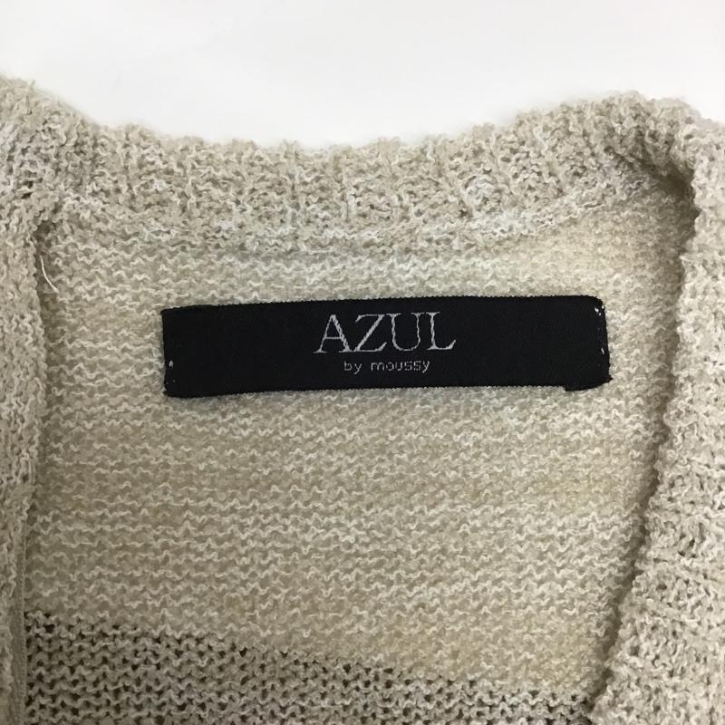 アズールバイマウジー AZUL BY MOUSSY Tシャツ 半袖 2507AB70-0260 Vネック サマーニット バックファスナー M 無地 ベージュ / ベージュ / レディース USED 古着 中古 10102262