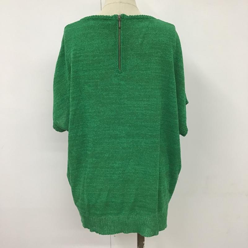 アズールバイマウジー AZUL BY MOUSSY Tシャツ 半袖 2507AB70-0260 Vネック サマーニット バックファスナー M 無地 緑 / グリーン / レディース USED 古着 中古 10102263