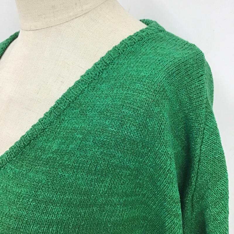 アズールバイマウジー AZUL BY MOUSSY Tシャツ 半袖 2507AB70-0260 Vネック サマーニット バックファスナー M 無地 緑 / グリーン / レディース USED 古着 中古 10102263
