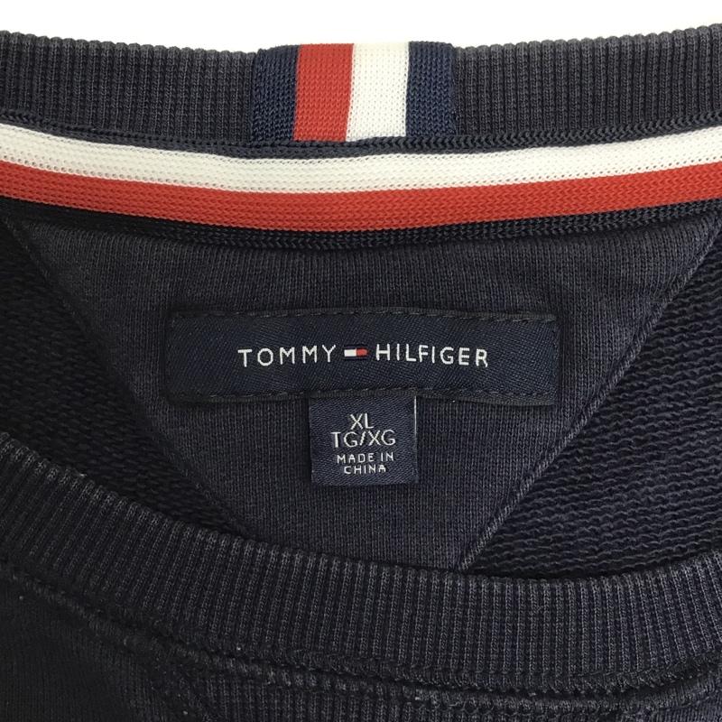 トミーヒルフィガー TOMMY HILFIGER トレーナー 長袖 XL 無地 紺 / ネイビー / メンズ USED 古着 中古 10102326