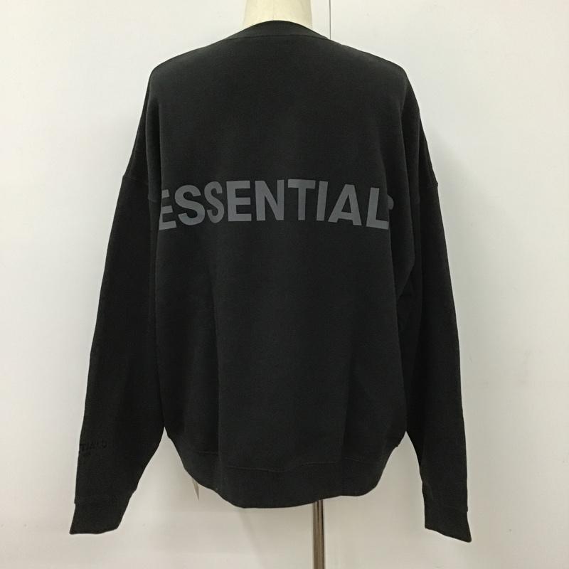 エッセンシャルズ ESSENTIALS トレーナー 長袖 L プリント X ロゴ、文字 黒 / ブラック / メンズ USED 古着 中古 10102344