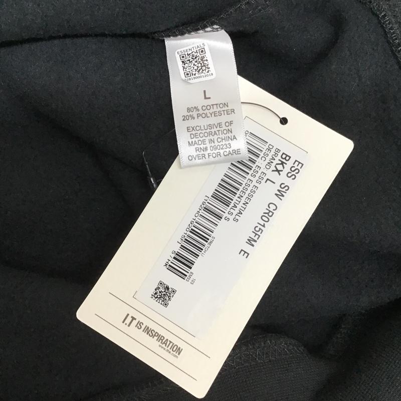 エッセンシャルズ ESSENTIALS トレーナー 長袖 L プリント X ロゴ、文字 黒 / ブラック / メンズ USED 古着 中古 10102344