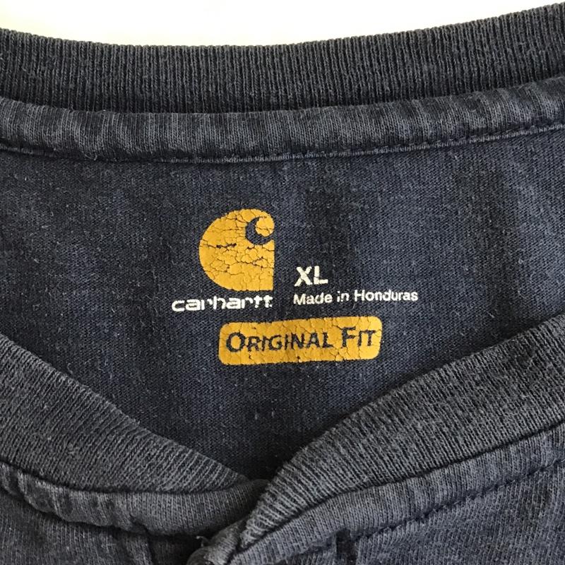 カーハート Carhartt カットソー 半袖 ヘンリーネック XL 無地 紺 / ネイビー / メンズ USED 古着 中古 10102402