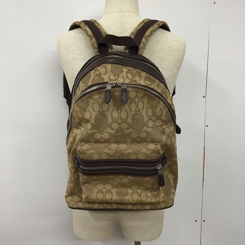 アベイシングエイプ A BATHING APE リュックサック、デイパック リュックサック、デイバッグ ACADEMY BACKPACK COACH 88827 総柄 ベージュ / ベージュ / X 茶 / ブラウン / メンズ USED 古着 中古 10102438