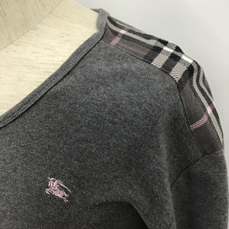 バーバリーブラックレーベル BURBERRY BLACK LABEL カットソー 長袖 BMV56-107-06 長袖Tシャツ クルーネックカットソー ホースロゴ 3 ロゴ、文字 灰 / グレー / メンズ USED 古着 中古 10102493