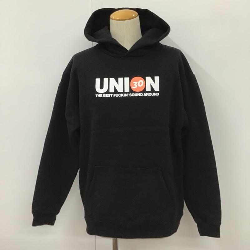 ユニオン UNION パーカー 長袖 長袖パーカー フード付きパーカー プリントスウェット トレーナー L ロゴ、文字 黒 / ブラック / メンズ USED 古着 中古 10102497