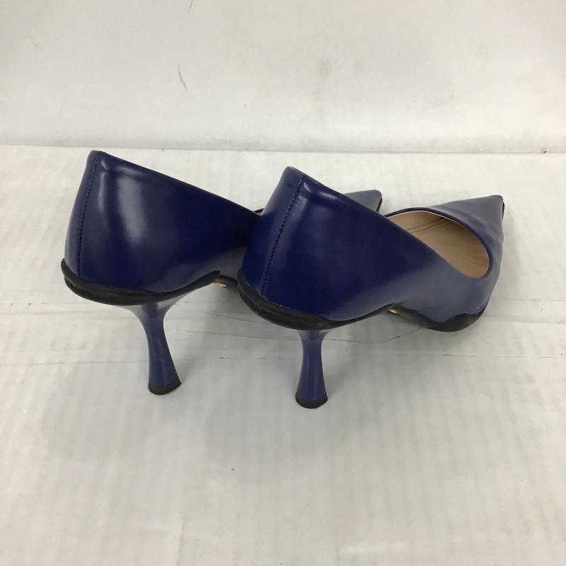 プラダ PRADA パンプス パンプス ポインテッドトゥ 箱有 36 ヒール レザー 無地 紺 / ネイビー / レディース USED 古着 中古 10102510