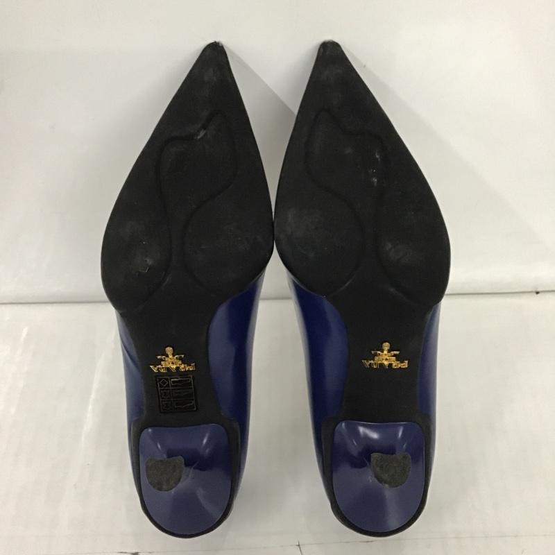 プラダ PRADA パンプス パンプス ポインテッドトゥ 箱有 36 ヒール レザー 無地 紺 / ネイビー / レディース USED 古着 中古 10102510