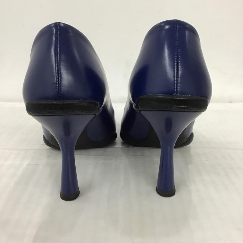 プラダ PRADA パンプス パンプス ポインテッドトゥ 箱有 36 ヒール レザー 無地 紺 / ネイビー / レディース USED 古着 中古 10102510