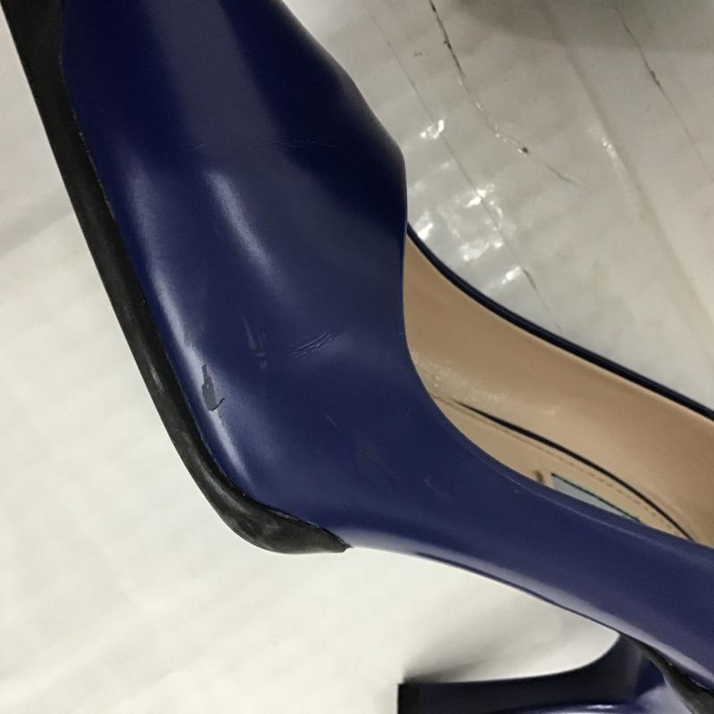 プラダ PRADA パンプス パンプス ポインテッドトゥ 箱有 36 ヒール レザー 無地 紺 / ネイビー / レディース USED 古着 中古 10102510