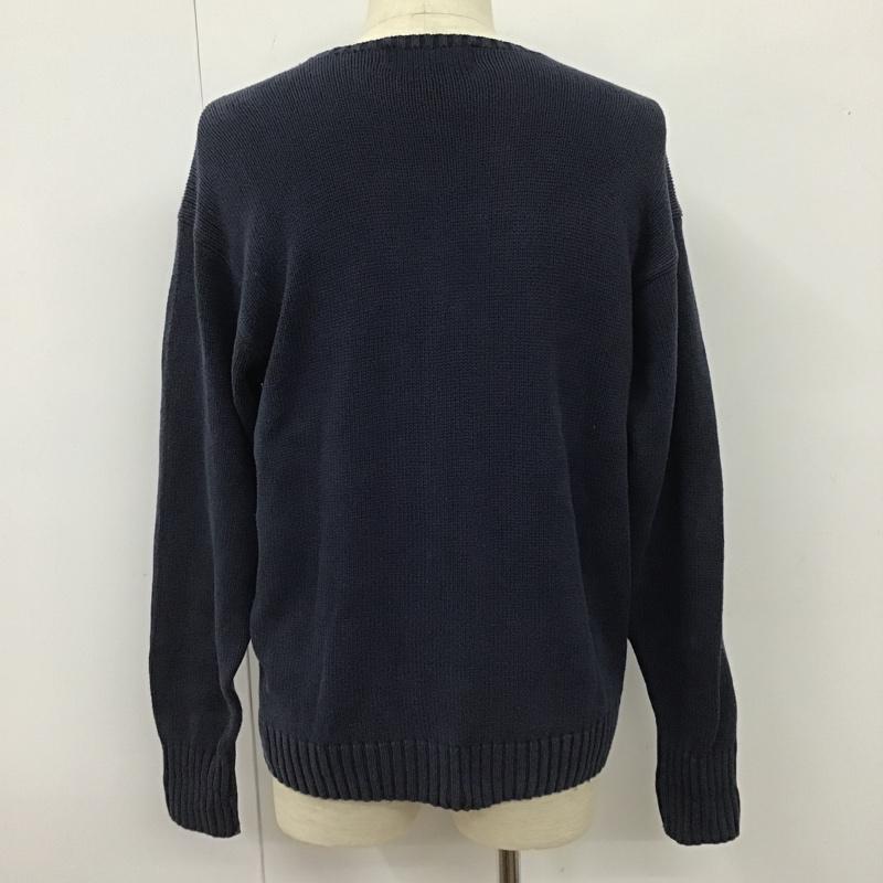 ラルフローレン RALPHLAUREN ニット、セーター 長袖 長袖ニット リブニット セーター クルーネックカットソー セーター M ロゴ、文字 紺 / ネイビー / メンズ USED 古着 中古 10102513