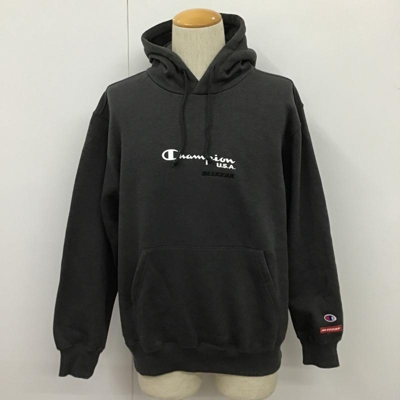 チャンピオン Champion パーカー 長袖 長袖パーカー フード付きパーカー 刺繍スウェット トレーナー ロゴ、文字 黒 / ブラック / メンズ USED 古着 中古 10102524