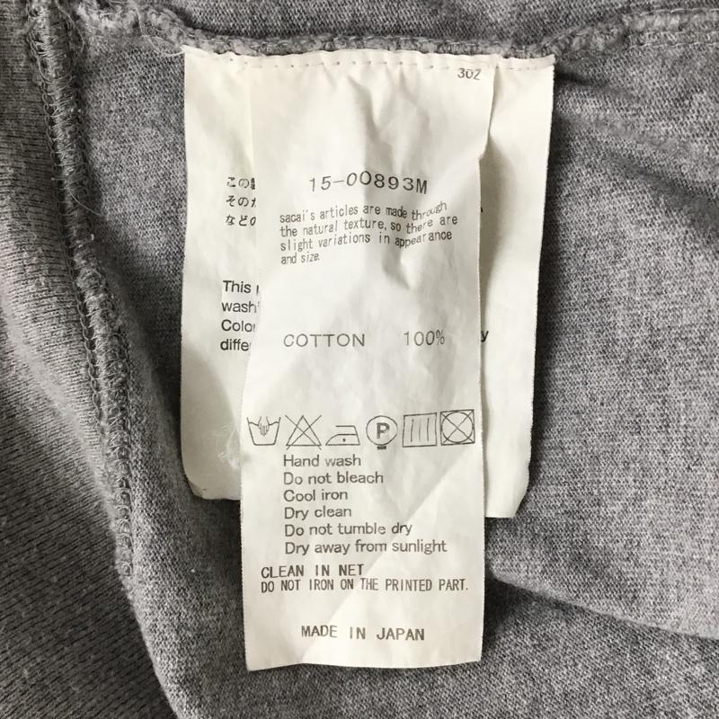 サカイ Sacai カットソー 長袖 15-00893M クルーネックVガゼットカットソー 長袖カットソー プリントTシャツ 3 ロゴ、文字 灰 / グレー / メンズ USED 古着 中古 10102550