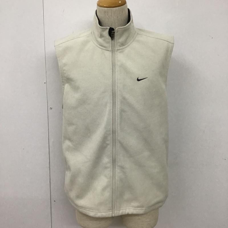 ナイキ NIKE ベスト ベスト フリースベスト スポーツウェア ノースリーブカットソー ジップアップベスト M ロゴ、文字 白 / ホワイト / メンズ USED 古着 中古 10102557