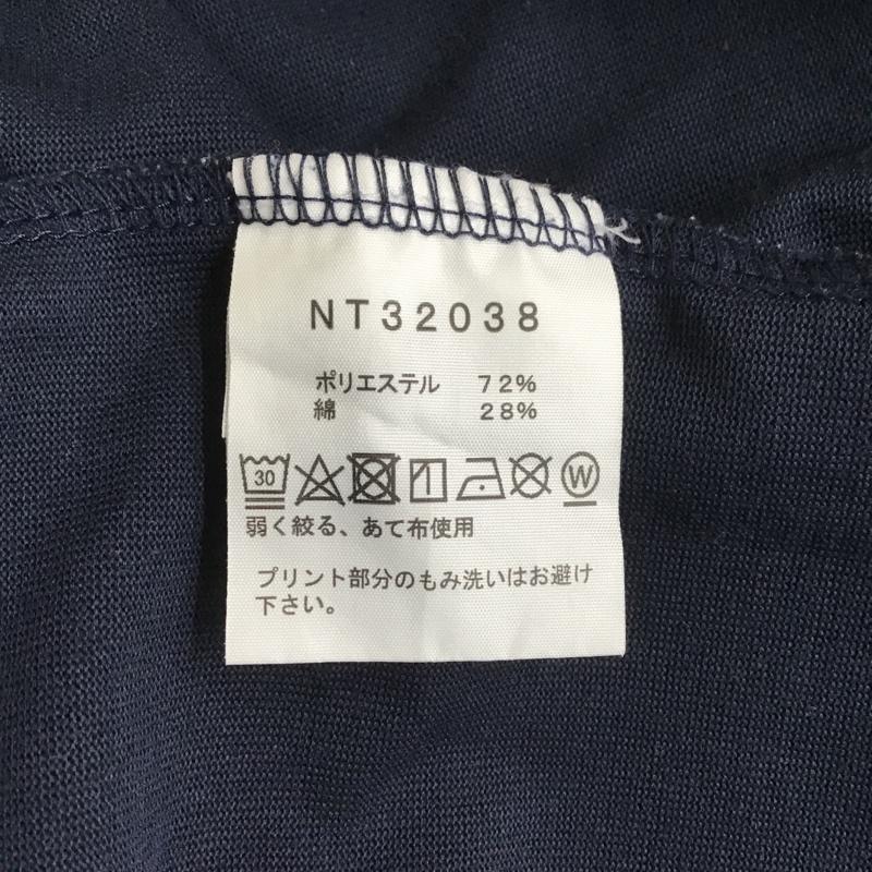 ザノースフェイス THE NORTH FACE Tシャツ 半袖 NT32038 半袖カットソー プリントTシャツ クルーネックカットソー M ロゴ、文字 紺 / ネイビー / メンズ USED 古着 中古 10102560
