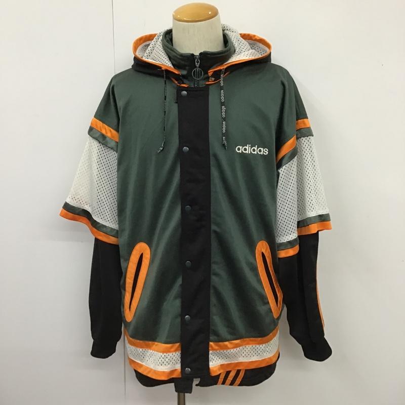 アディダス adidas ジャケット、上着 ジャンパー、ブルゾン ジップアップジャケット ジャンパー パーカー カジュアルジャケット スポーツウェア 80s L ロゴ、文字 橙 / オレンジ / X 緑 / グリーン / メンズ USED 古着 中古 10102635