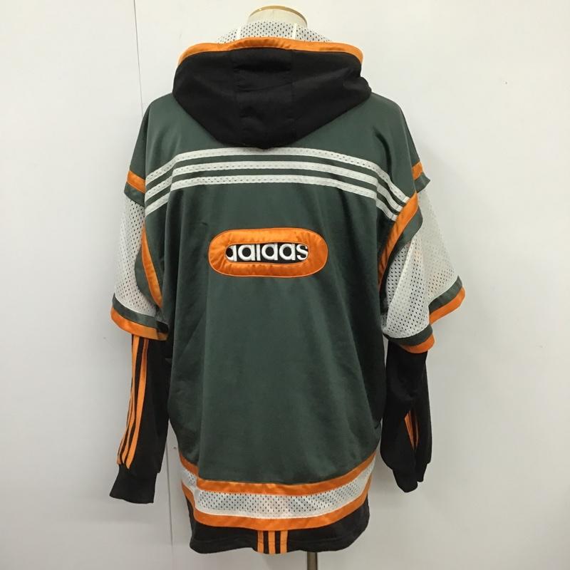 アディダス adidas ジャケット、上着 ジャンパー、ブルゾン ジップアップジャケット ジャンパー パーカー カジュアルジャケット スポーツウェア 80s L ロゴ、文字 橙 / オレンジ / X 緑 / グリーン / メンズ USED 古着 中古 10102635