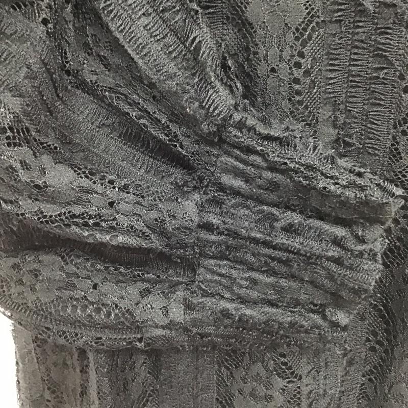 ディーホリック DHOLIC カットソー 長袖 長袖レースカットソー クルーネックカットソー シースルーカットソー 総柄 黒 / ブラック /  レディース USED 古着 中古 10102662