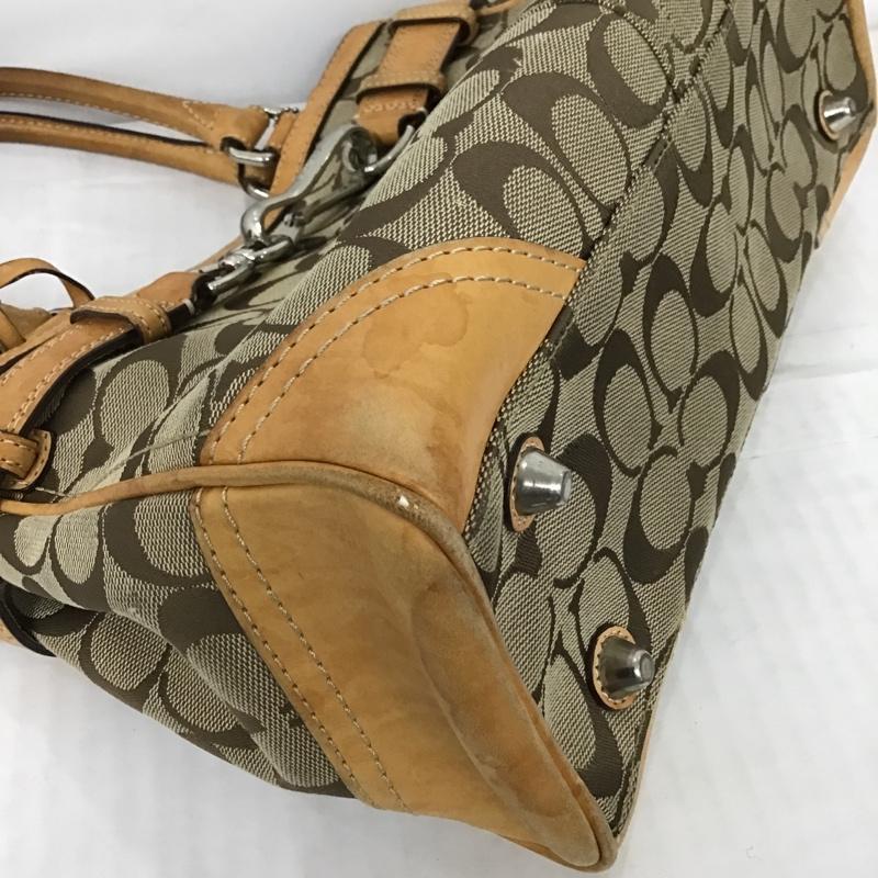 コーチ COACH ハンドバッグ ハンドバッグ F08K06 シグネチャー 総柄 ベージュ / ベージュ / X 茶 / ブラウン / レディース USED 古着 中古 10102724
