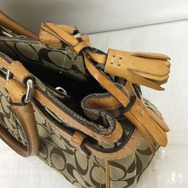 コーチ COACH ハンドバッグ ハンドバッグ F08K06 シグネチャー 総柄 ベージュ / ベージュ / X 茶 / ブラウン / レディース USED 古着 中古 10102724