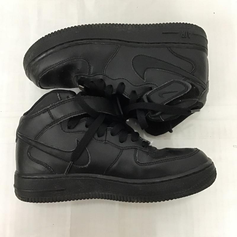 ナイキ NIKE スニーカー スニーカー 314195-004 AIR FORCE 1 MID GS 23cm 23.0cm ロゴ、文字 黒 / ブラック / レディース USED 古着 中古 10102767