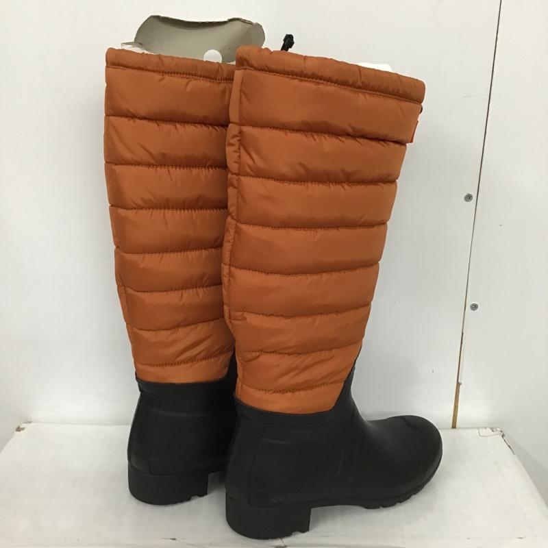 ハンター HUNTER 長靴、レインシューズ 長靴、レインシューズ TALL BT QUILTED LEG キルト ロングブーツ UK3 US:5 ロゴ、文字 橙 / オレンジ / X 黒 / ブラック / レディース USED 古着 中古 10102789