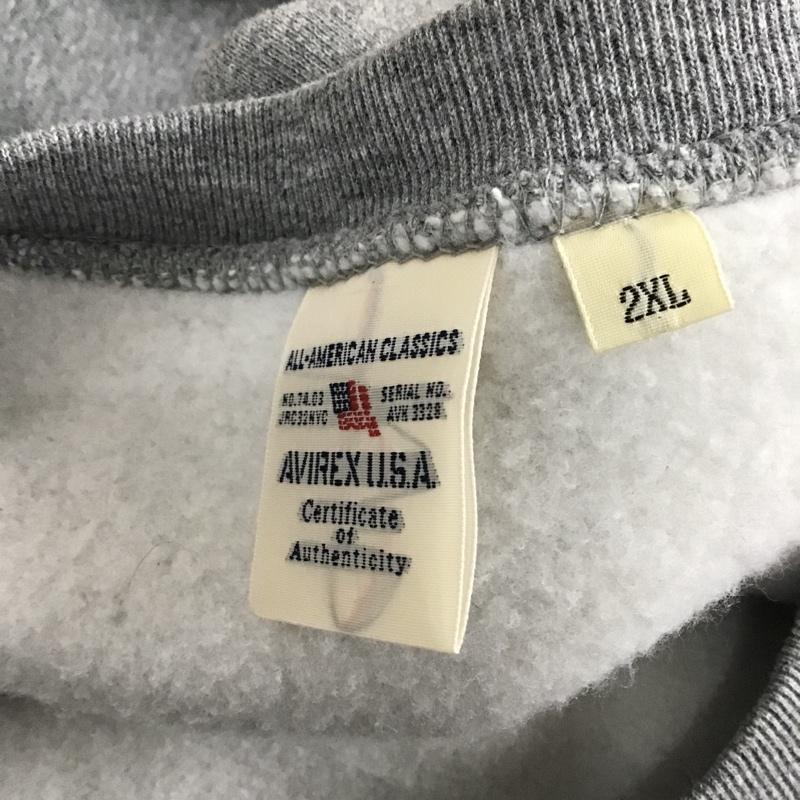 アヴィレックス AVIREX トレーナー 長袖 8210176261 スウェット 長袖トレーナー クルーネックスウェット XXL ロゴ、文字 灰 / グレー / メンズ USED 古着 中古 10102843