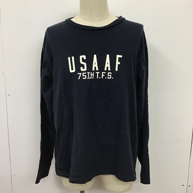 アヴィレックス AVIREX カットソー 長袖 6113477 長袖Tシャツ ロングスリーブカットソー プリントTシャツ XXL ロゴ、文字 紺 / ネイビー / メンズ USED 古着 中古 10102854