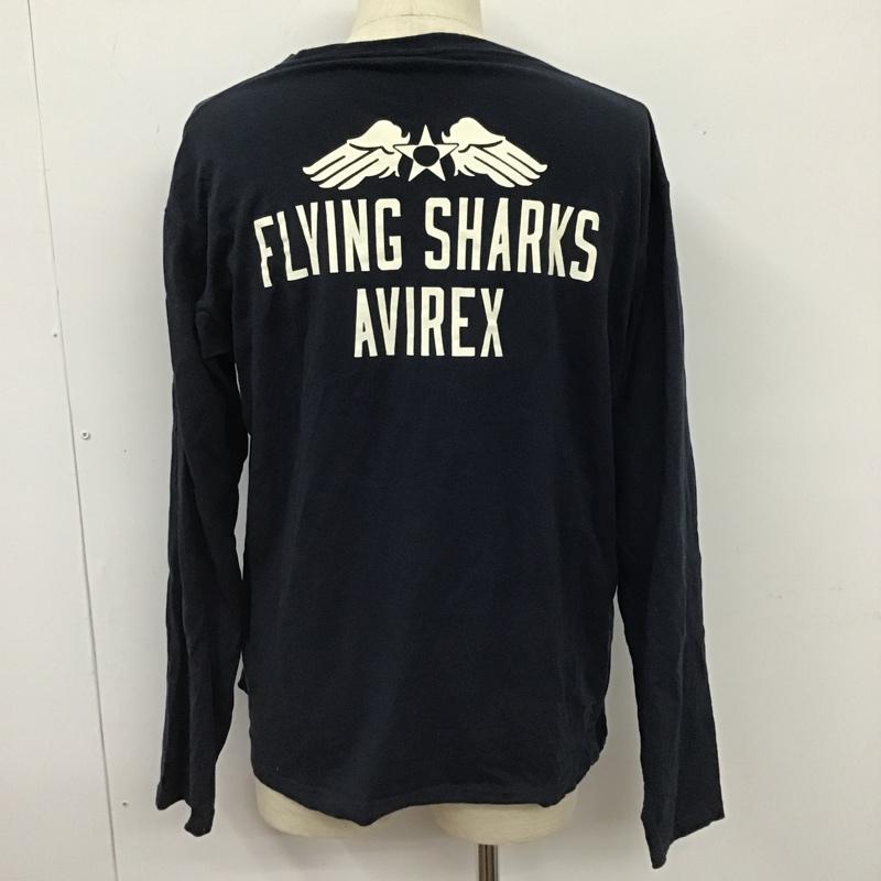 アヴィレックス AVIREX カットソー 長袖 6113477 長袖Tシャツ ロングスリーブカットソー プリントTシャツ XXL ロゴ、文字 紺 / ネイビー / メンズ USED 古着 中古 10102854