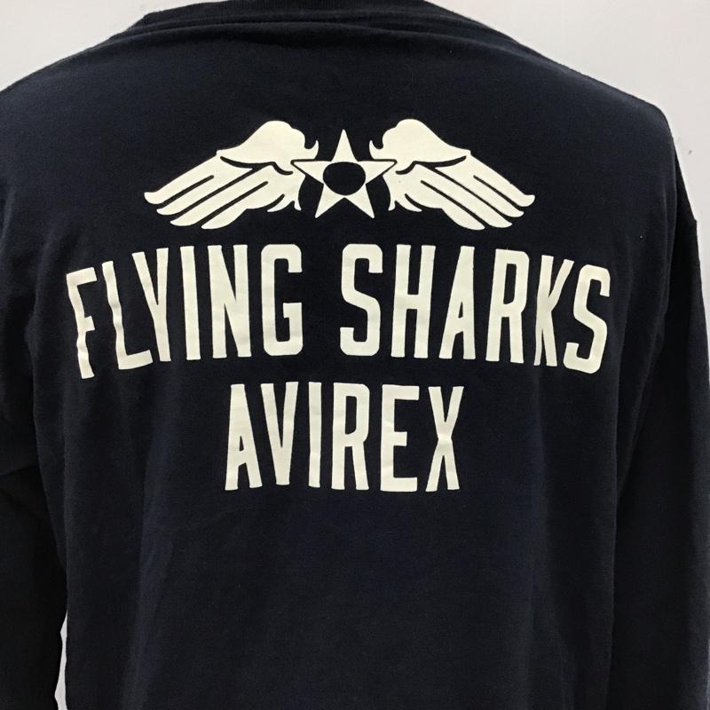 アヴィレックス AVIREX カットソー 長袖 6113477 長袖Tシャツ ロングスリーブカットソー プリントTシャツ XXL ロゴ、文字 紺 / ネイビー / メンズ USED 古着 中古 10102854