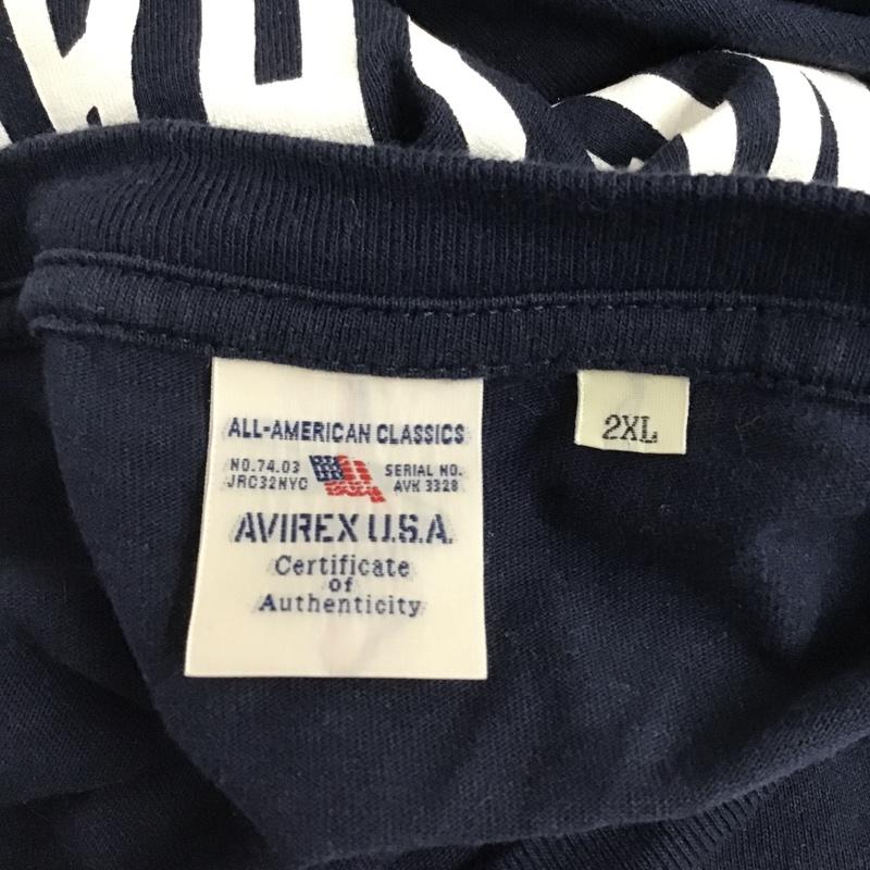 アヴィレックス AVIREX カットソー 長袖 6113477 長袖Tシャツ ロングスリーブカットソー プリントTシャツ XXL ロゴ、文字 紺 / ネイビー / メンズ USED 古着 中古 10102854