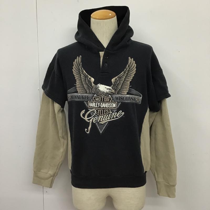 ハーレーダビッドソン Harley-Davidson パーカー 長袖 USA製 90s M プリント 黒 / ブラック / メンズ USED 古着 中古 10102933