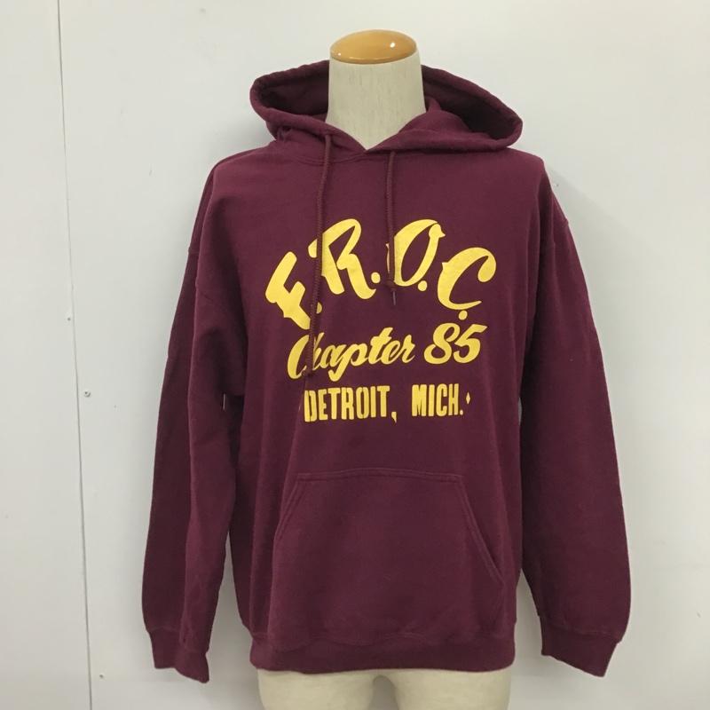 ギルダン GILDAN パーカー 長袖 M プリント えんじ / ワインレッド / メンズ USED 古着 中古 10102943