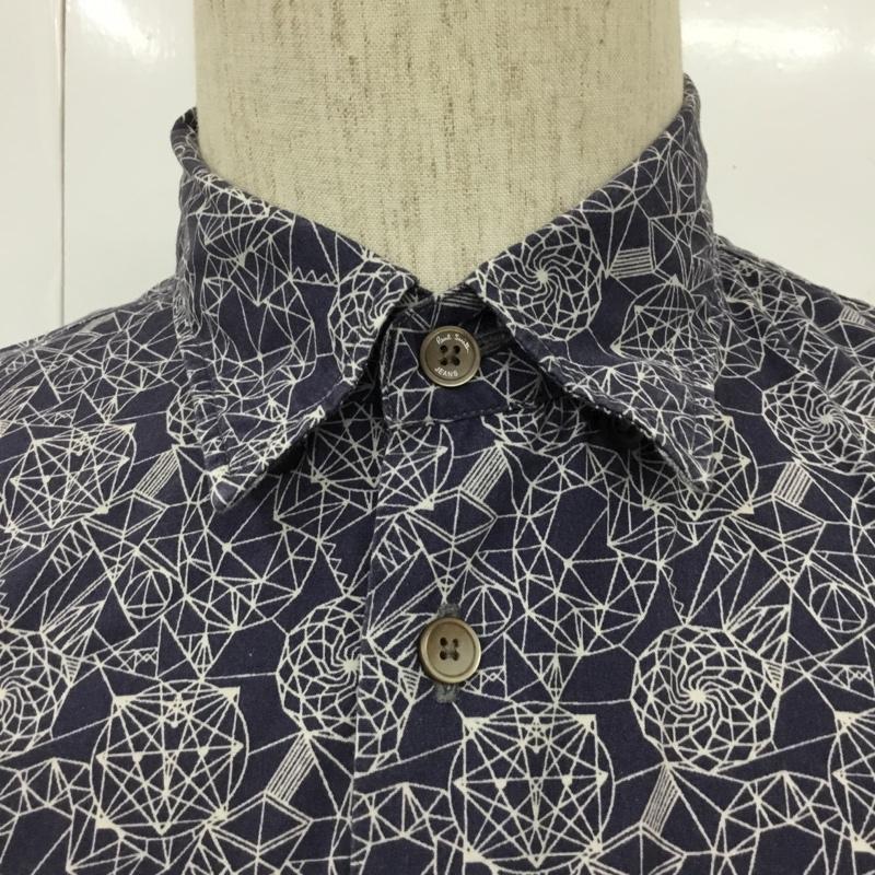 ポールスミスジーンズ Paul Smith JEANS シャツ、ブラウス 半袖 半袖シャツ カラーシャツ 半袖カットソー 総柄シャツ S 総柄 白 / ホワイト / X 紺 / ネイビー / メンズ USED 古着 中古 10102948