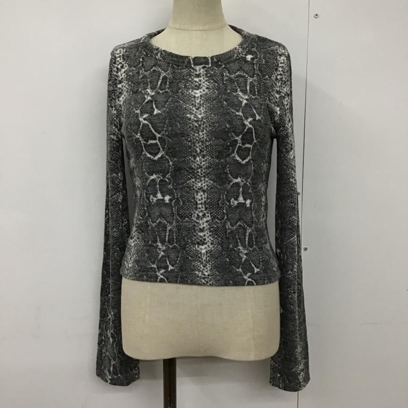 ザラ ZARA TRAFALUC カットソー 長袖 長袖ニットカットソー クルーネックカットソー セーター 総柄 S 総柄 白 / ホワイト / X 黒 / ブラック /  レディース USED 古着 中古 10102975