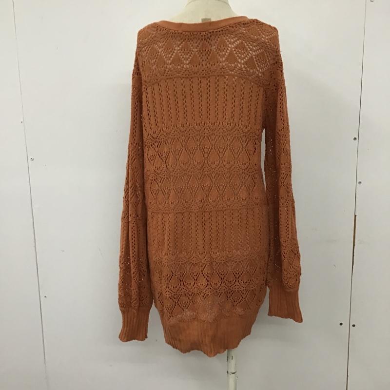 マウジー MOUSSY カーディガン 長袖 0104SA70-0590 レースロングカーディガン 長袖ニットカーディガン ボタン前開カーディガン FREE 無地 橙 / オレンジ / レディース USED 古着 中古 10102986