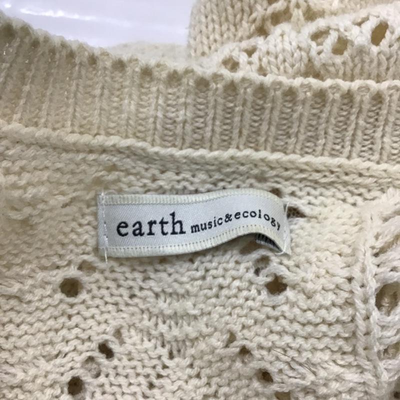 アースミュージックアンドエコロジー earth music&ecology ニット、セーター 長袖 10133CB1230 レース&ケーブル ニット 長袖プルオーバー 長袖セーター 34 総柄 白 / ホワイト / レディース USED 古着 中古 10102988