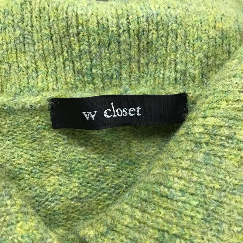 ダブルクローゼット w closet カーディガン 長袖 332488 襟付きビックポケットショートカーディガン 長袖ニットカーディガン セーター FREE 無地 緑 / グリーン / レディース USED 古着 中古 10102990
