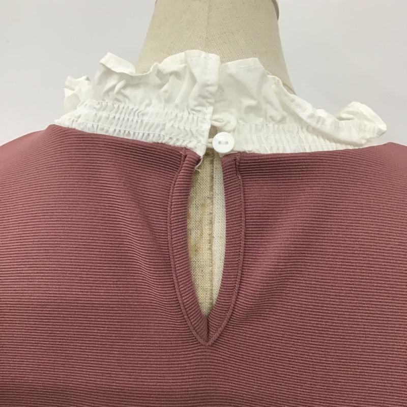 ザラ ZARA カットソー 長袖 長袖カットソー フリルカラーカットソー 切り替えロングスリーブカットソー L 無地 白 / ホワイト / X 桃 / ピンク /  レディース USED 古着 中古 10102994