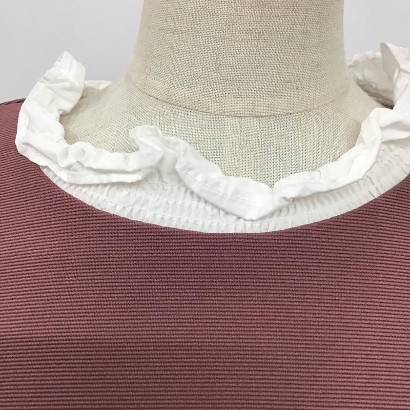 ザラ ZARA カットソー 長袖 長袖カットソー フリルカラーカットソー 切り替えロングスリーブカットソー L 無地 白 / ホワイト / X 桃 / ピンク /  レディース USED 古着 中古 10102994