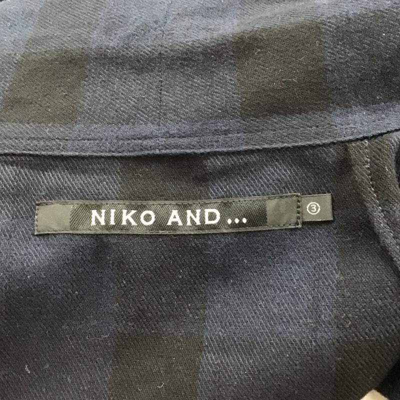 ニコアンド niko and... カーディガン 長袖 長袖カーディガン 長袖カットソー 前開チェックカーディガン 3 チェック 紺 / ネイビー / レディース USED 古着 中古 10103011