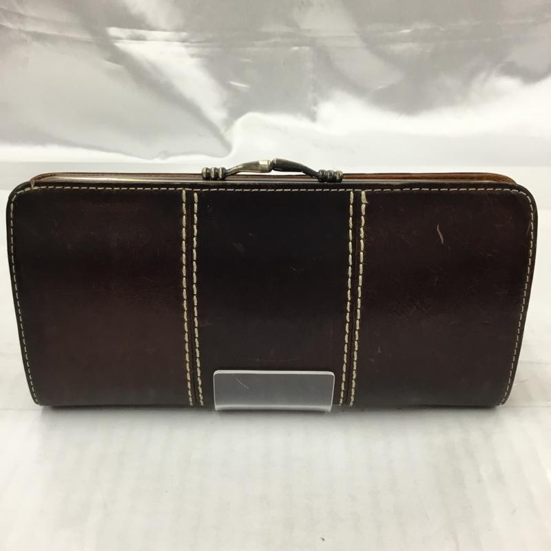 アインソフ AINSOPH 財布 長財布 がま口 レザー ワンポイント ダークブラウン / ダークブラウン / レディース USED 古着 中古 10103060