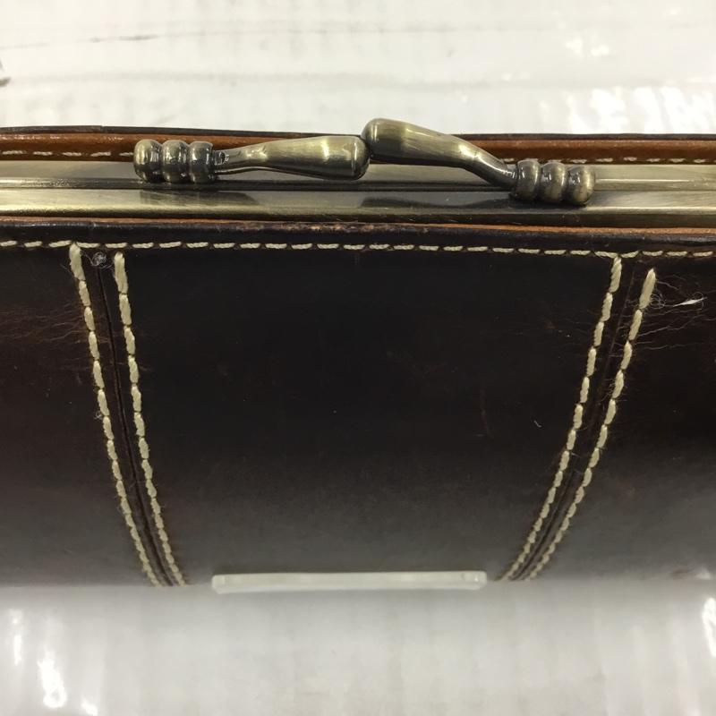 アインソフ AINSOPH 財布 長財布 がま口 レザー ワンポイント ダークブラウン / ダークブラウン / レディース USED 古着 中古 10103060