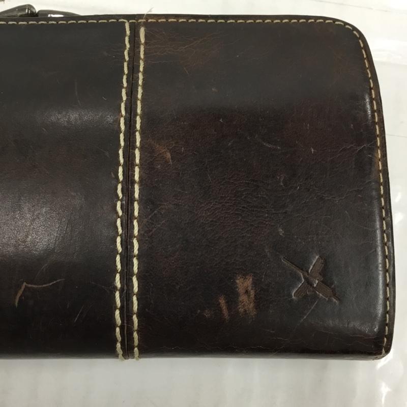 アインソフ AINSOPH 財布 長財布 がま口 レザー ワンポイント ダークブラウン / ダークブラウン / レディース USED 古着 中古 10103060