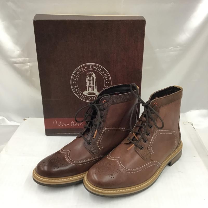 クラークス Clarks ブーツ ショートブーツ ウィングチップ メダリオン DARBY TOP 20356164 UK7.5 25.5cm 箱有 ロゴ、文字 茶 / ブラウン / メンズ USED 古着 中古 10103095