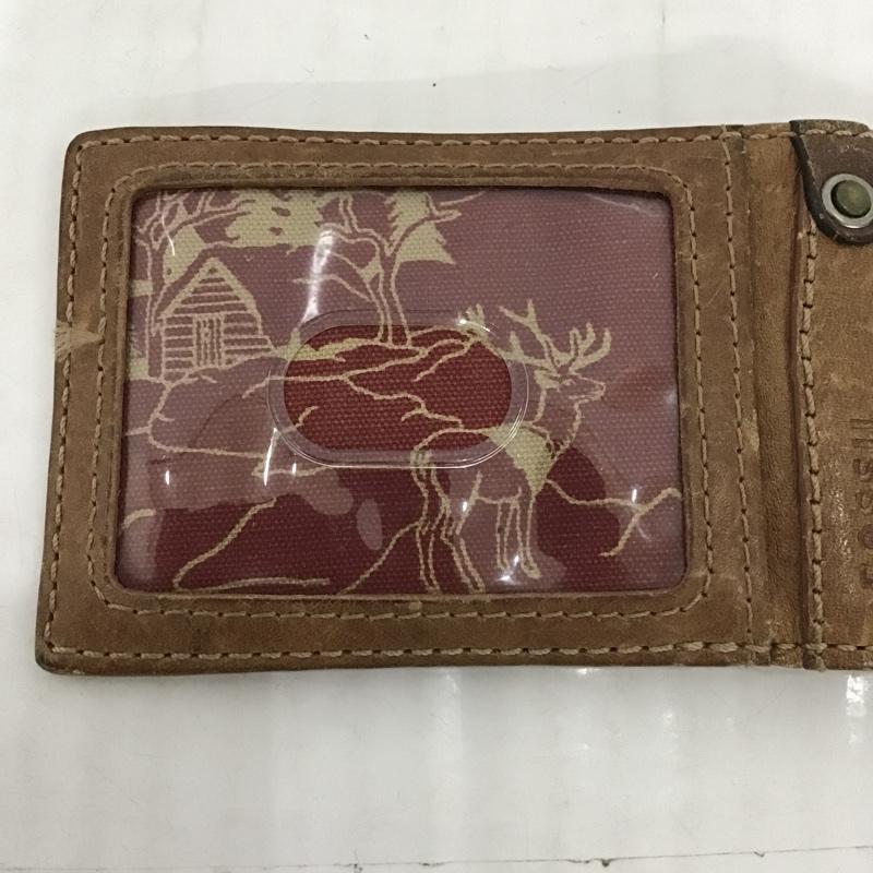 フォッシル FOSSIL カードケース 定期入れ マネークリップ付き パスケース カードケース ロゴ、文字 茶 / ブラウン / メンズ USED 古着 中古 10103153