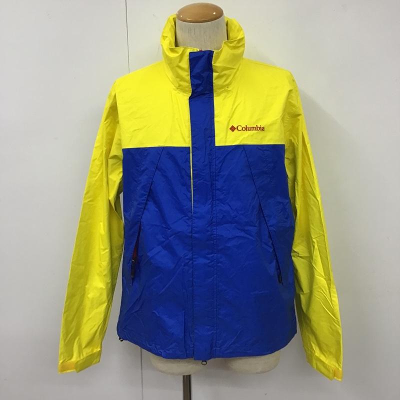 コロンビア Columbia ジャケット、上着 ジャンパー、ブルゾン 119 PM0124 シンプソンサンクチュアリレインスーツ パーカージップアップジャケット L ロゴ、文字 青 / ブルー / X 黄 / イエロー / メンズ USED 古着 中古 10103209